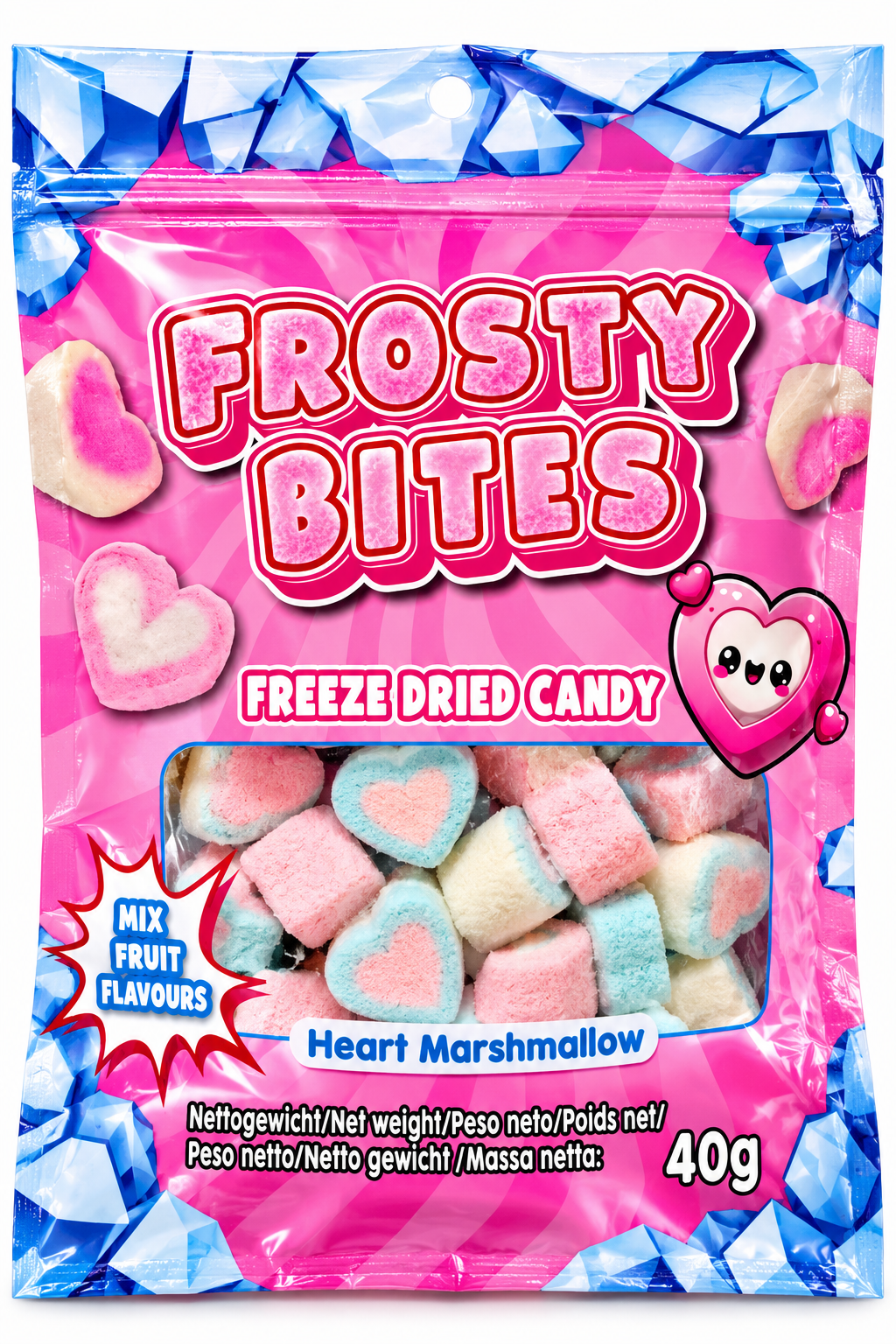 Frosty Bites Freeze Dried Candy Heart Marshmallow