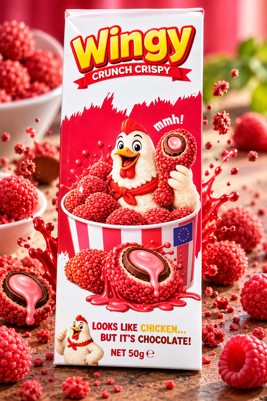 Wingy Crunch Crispy 50g Strawberry Chocolate