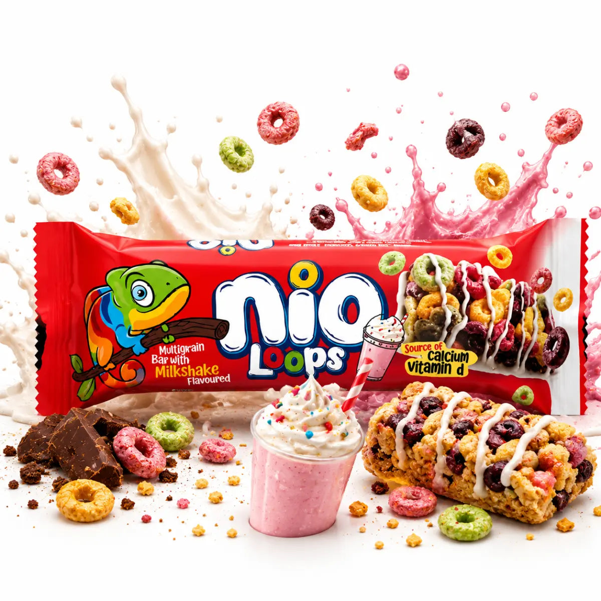 NIO Loops Bar Milkshake 23g – Erdbeer-Milchshake Cerealienriegel